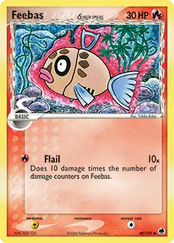 Feebas Pokemon card from Dragon Frontiers