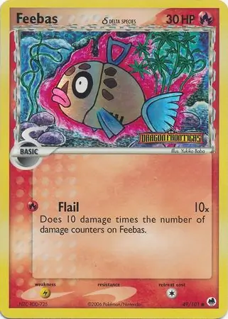 Feebas Reverse Holo Pokemon card from Dragon Frontiers