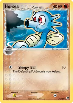 Horsea Pokemon card from Dragon Frontiers