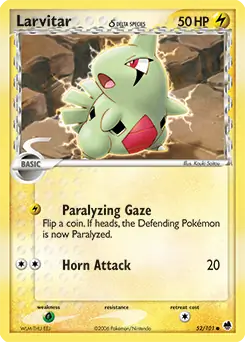 Larvitar Pokemon card from Dragon Frontiers