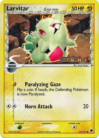 Larvitar Reverse Holo Pokemon card from Dragon Frontiers