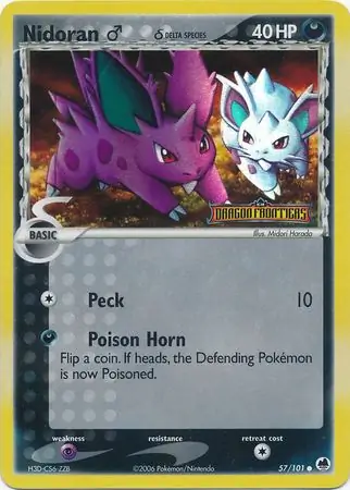 Nidoran M Reverse Holo Pokemon card from Dragon Frontiers