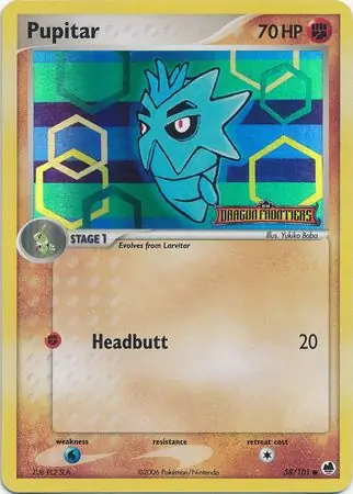 Pupitar Reverse Holo Pokemon card from Dragon Frontiers
