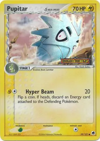Pupitar Reverse Holo Pokemon card from Dragon Frontiers