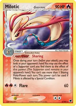 Milotic Holo Pokemon card from Dragon Frontiers