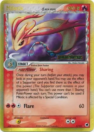 Milotic Reverse Holo Pokemon card from Dragon Frontiers