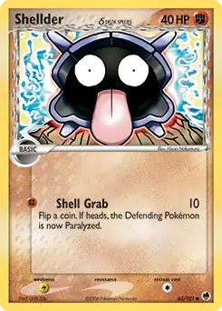 Shellder Pokemon card from Dragon Frontiers