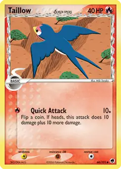 Taillow Pokemon card from Dragon Frontiers