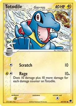 Totodile Pokemon card from Dragon Frontiers