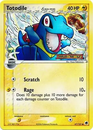 Totodile Reverse Holo Pokemon card from Dragon Frontiers