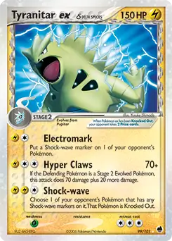 Tyranitar ex Pokemon card from Dragon Frontiers