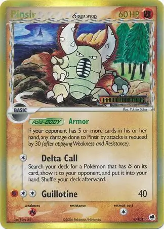 Pinsir Reverse Holo Pokemon card from Dragon Frontiers