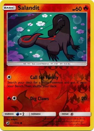 Salandit Reverse Holo Pokemon card from Dragon Majesty