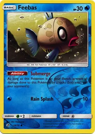 Feebas Reverse Holo Pokemon card from Dragon Majesty