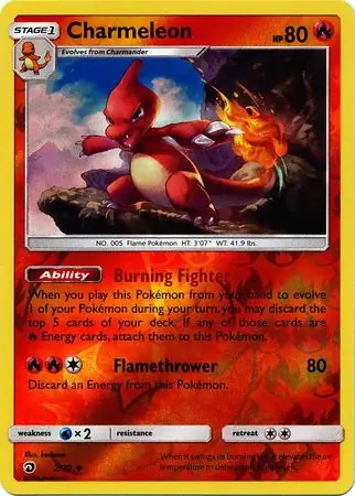 Charmeleon Reverse Holo Pokemon card from Dragon Majesty