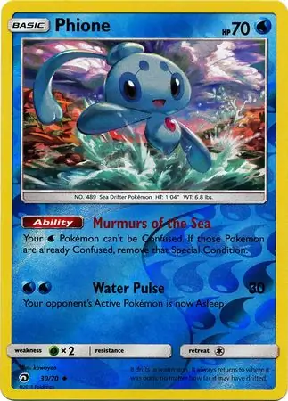 Phione Reverse Holo Pokemon card from Dragon Majesty
