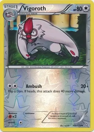 Vigoroth Reverse Holo Pokemon card from Dragons Exalted