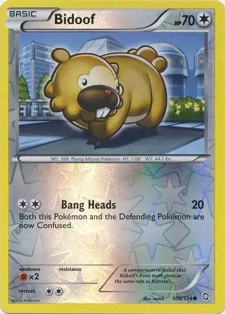 Bidoof Reverse Holo Pokemon card from Dragons Exalted