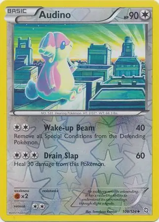 Audino Reverse Holo Pokemon card from Dragons Exalted