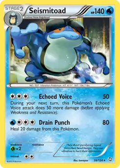 Seismitoad Pokemon card from Dragons Exalted