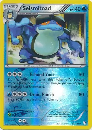 Seismitoad Reverse Holo Pokemon card from Dragons Exalted
