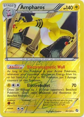 Ampharos Reverse Holo Pokemon card from Dragons Exalted