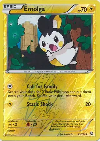 Emolga Reverse Holo Pokemon card from Dragons Exalted