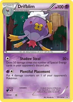 Drifblim Pokemon card from Dragons Exalted