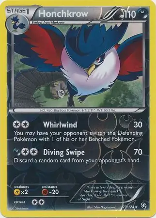 Honchkrow Reverse Holo Pokemon card from Dragons Exalted