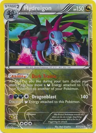 Hydreigon Reverse Holo Pokemon card from Dragons Exalted