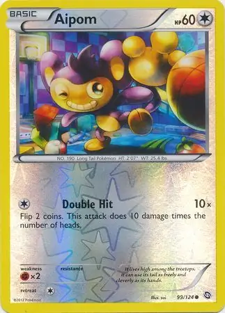 Aipom Reverse Holo Pokemon card from Dragons Exalted