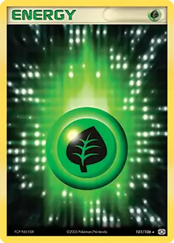 Grass Energy Holo Pokemon card from Emerald
