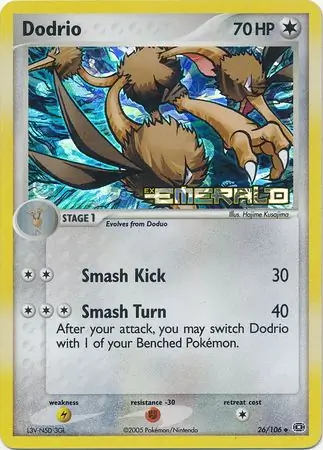 Dodrio Reverse Holo Pokemon card from Emerald
