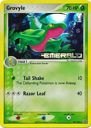 Grovyle Reverse Holo Pokemon card from Emerald