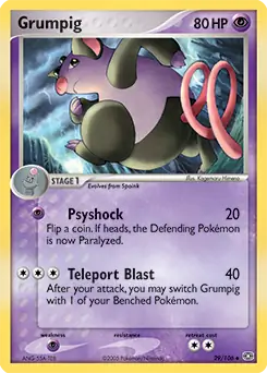 Grumpig Pokemon card from Emerald