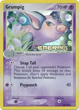 Grumpig Reverse Holo Pokemon card from Emerald