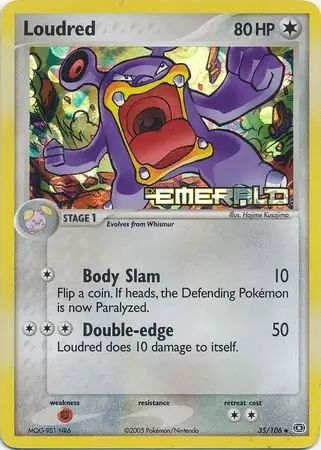 Loudred Reverse Holo Pokemon card from Emerald
