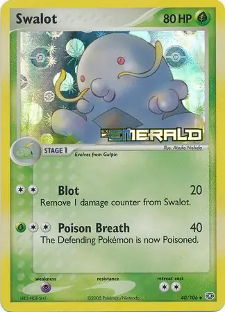 Swalot Reverse Holo Pokemon card from Emerald