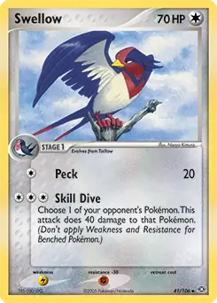 Swellow Pokemon card from Emerald