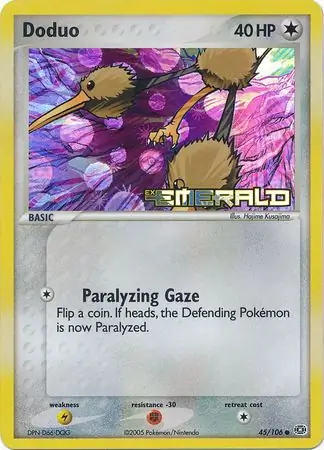 Doduo Reverse Holo Pokemon card from Emerald