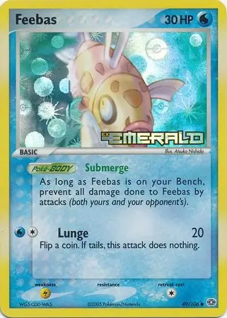 Feebas Reverse Holo Pokemon card from Emerald