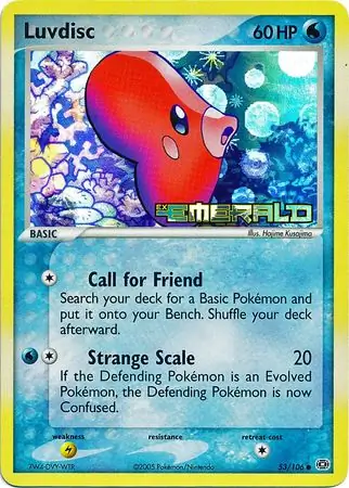 Luvdisc Reverse Holo Pokemon card from Emerald