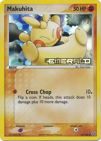 Makuhita Reverse Holo Pokemon card from Emerald
