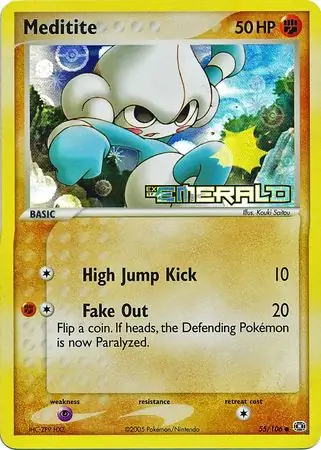 Meditite Reverse Holo Pokemon card from Emerald