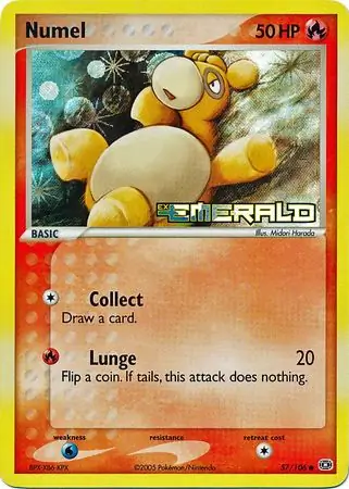 Numel Reverse Holo Pokemon card from Emerald