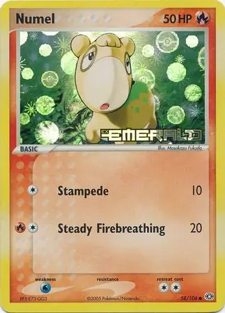 Numel Reverse Holo Pokemon card from Emerald