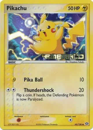 Pikachu Reverse Holo Pokemon card from Emerald