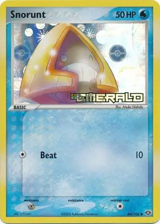 Snorunt Reverse Holo Pokemon card from Emerald