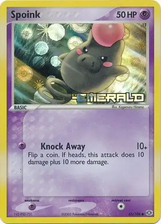 Spoink Reverse Holo Pokemon card from Emerald