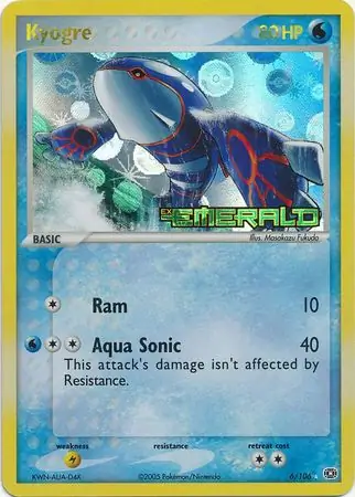 Kyogre Reverse Holo Pokemon card from Emerald